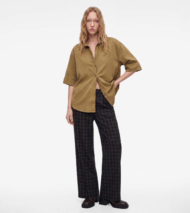 Solid Classic Collar Oversized Shirt