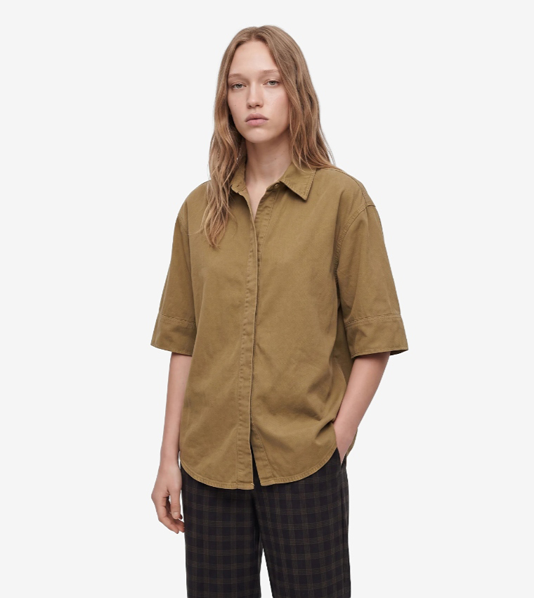 Solid Classic Collar Oversized Shirt