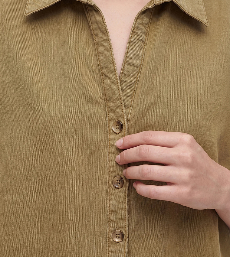 Solid Classic Collar Oversized Shirt