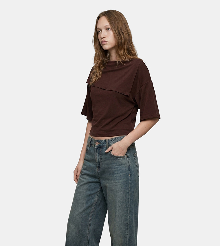 كوتون  توبات قصيرة - بني  Cropped Tops