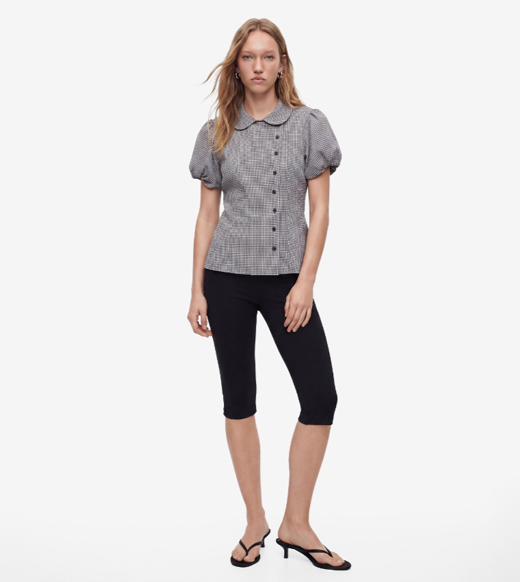 Checkered Puff Sleeve Shirt