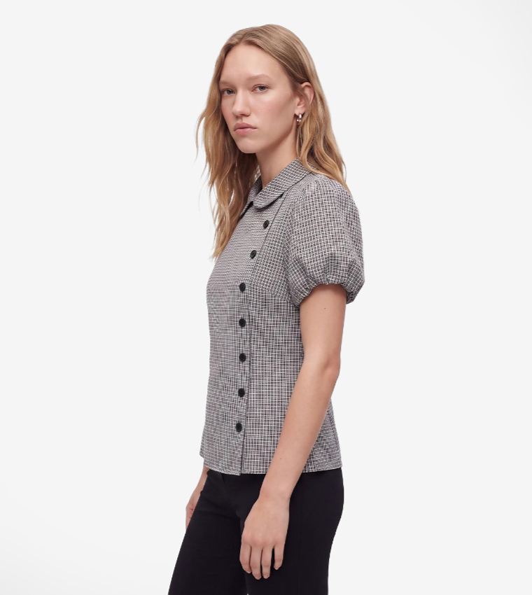 Checkered Puff Sleeve Shirt