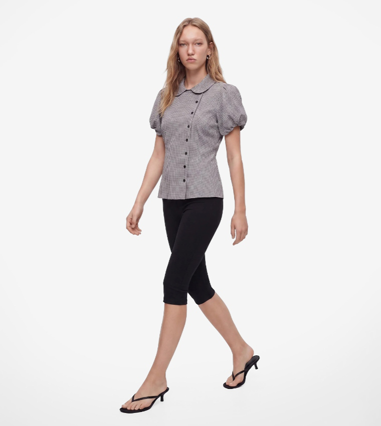 Checkered Puff Sleeve Shirt