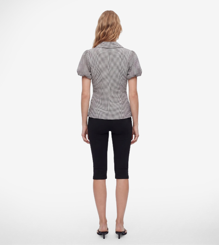 Checkered Puff Sleeve Shirt