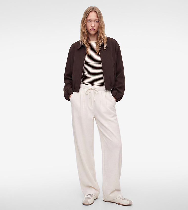 Zippered Collared Casual Jacket