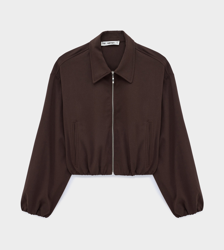 Zippered Collared Casual Jacket