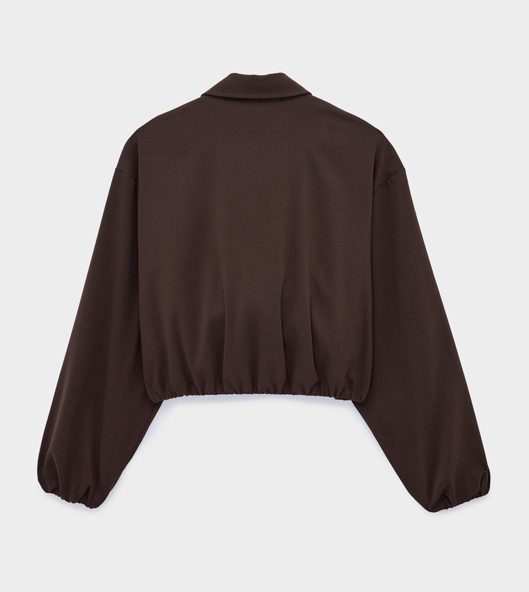 Zippered Collared Casual Jacket