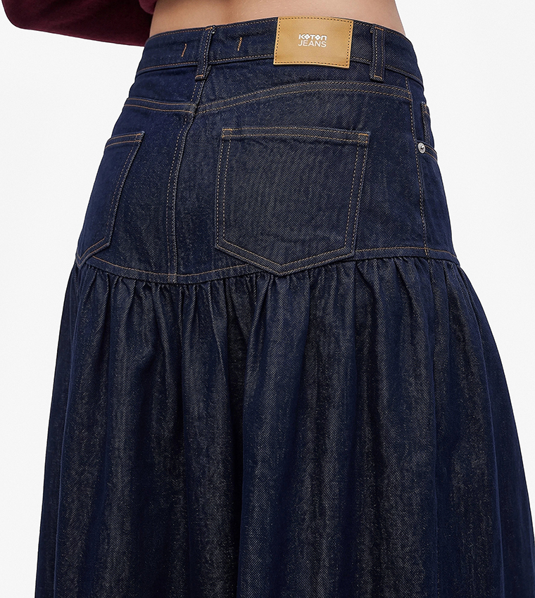 Solid Tiered Midi Skirt