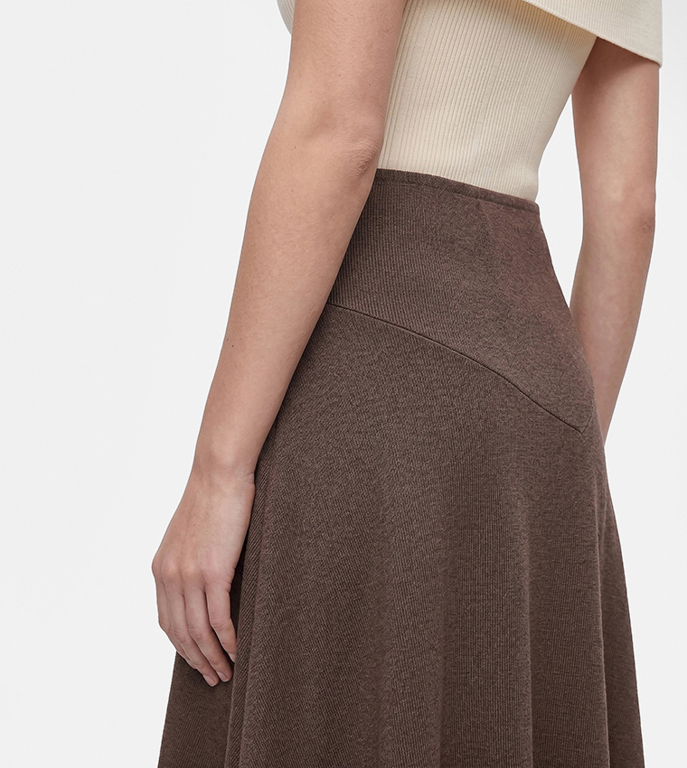 Solid Asymmetric Midi Skirt