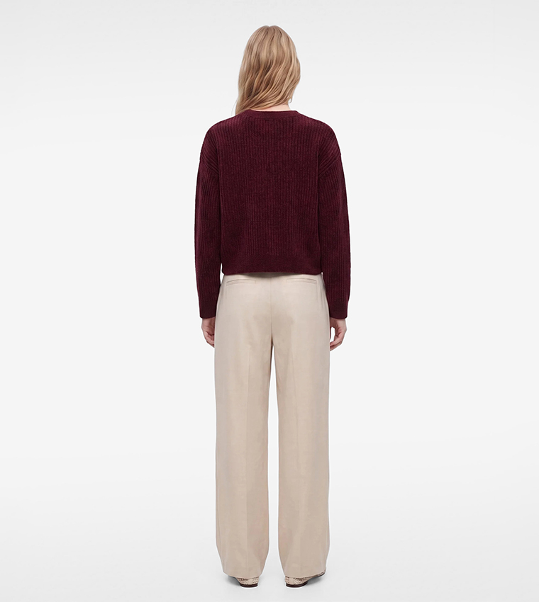 Ribbed Crew Neck Cardigan