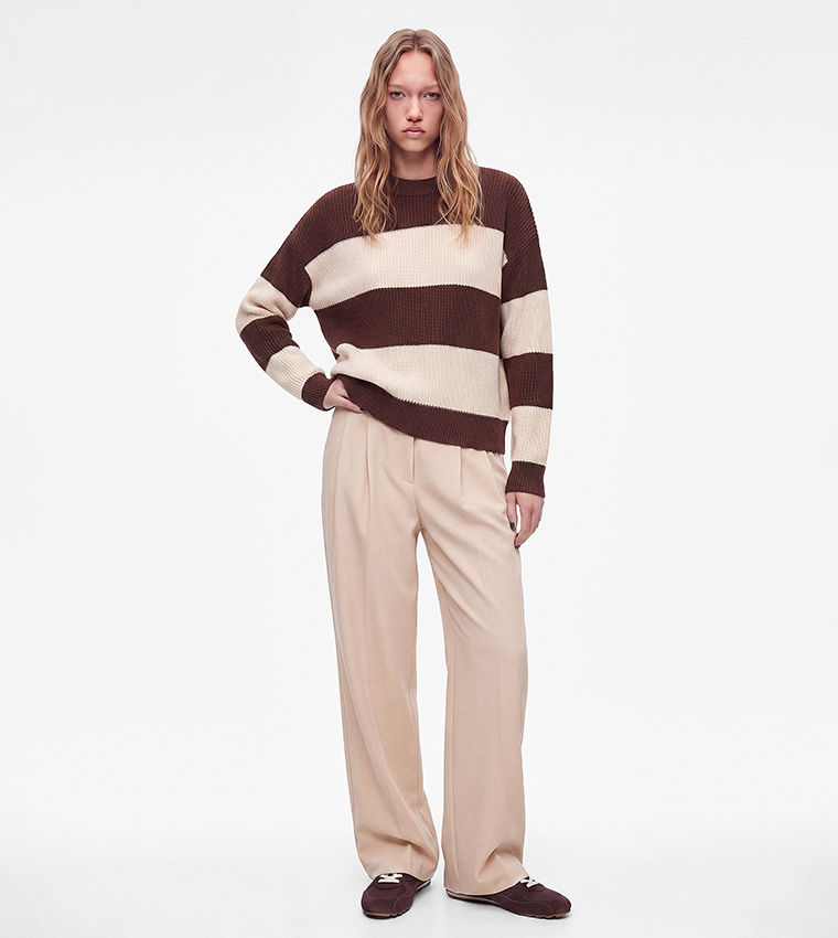 Koton  Round Neck Sweaters - Brown Round Neck Sweaters