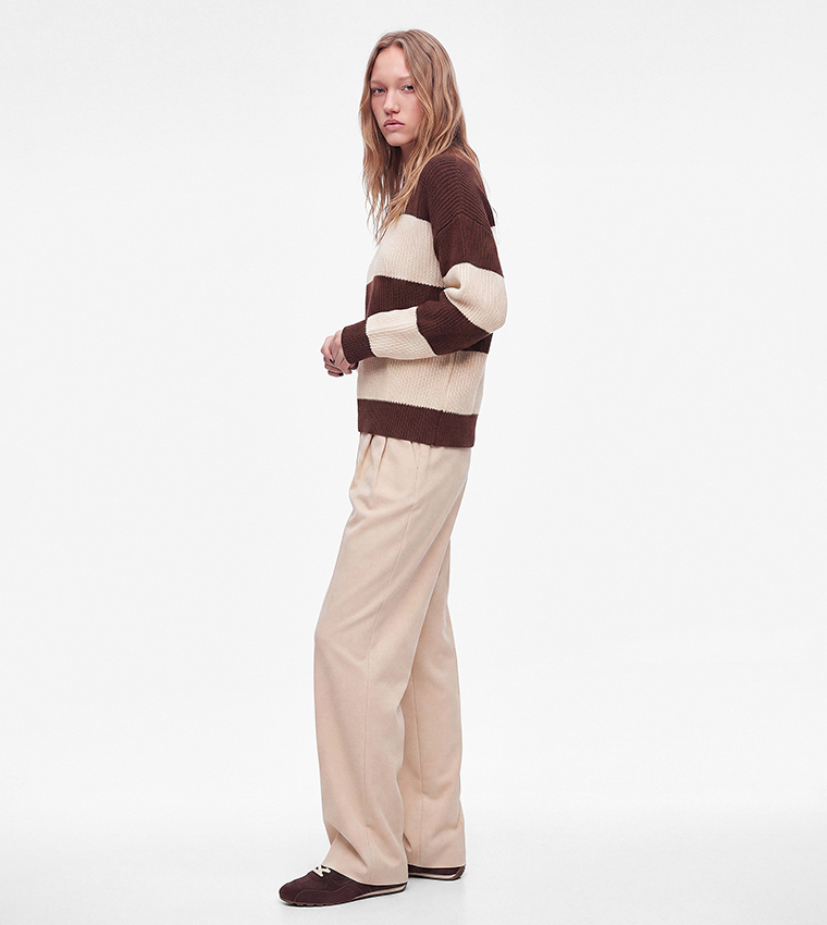 Koton  Round Neck Sweaters - Brown Round Neck Sweaters