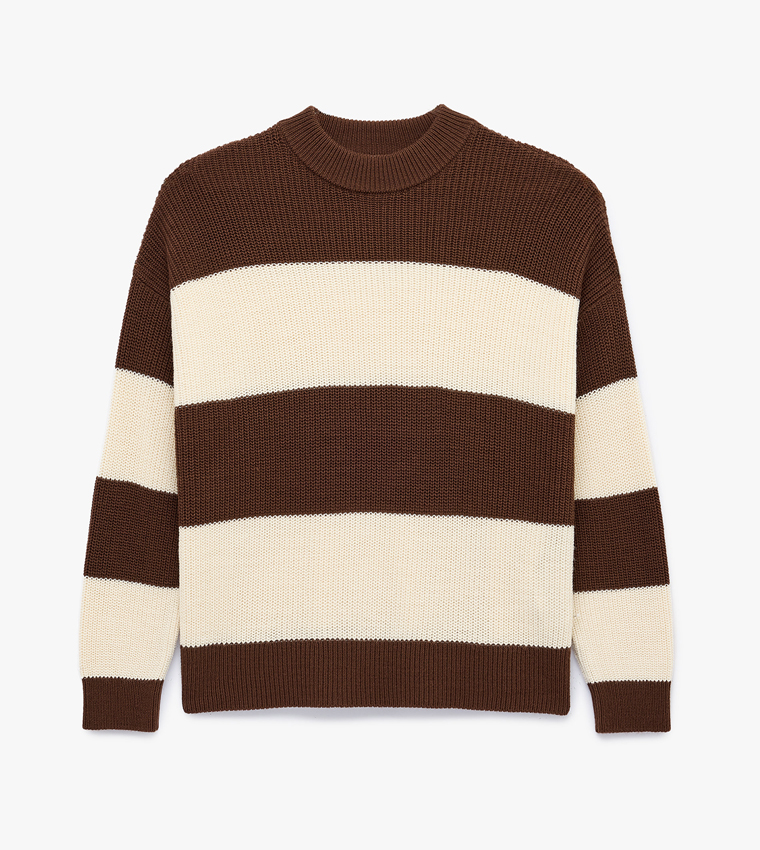 Koton  Round Neck Sweaters - Brown Round Neck Sweaters