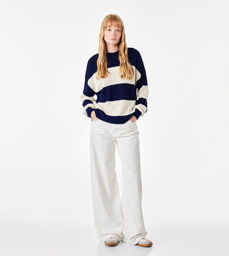 Striped Crew Neck Oversized Sweater