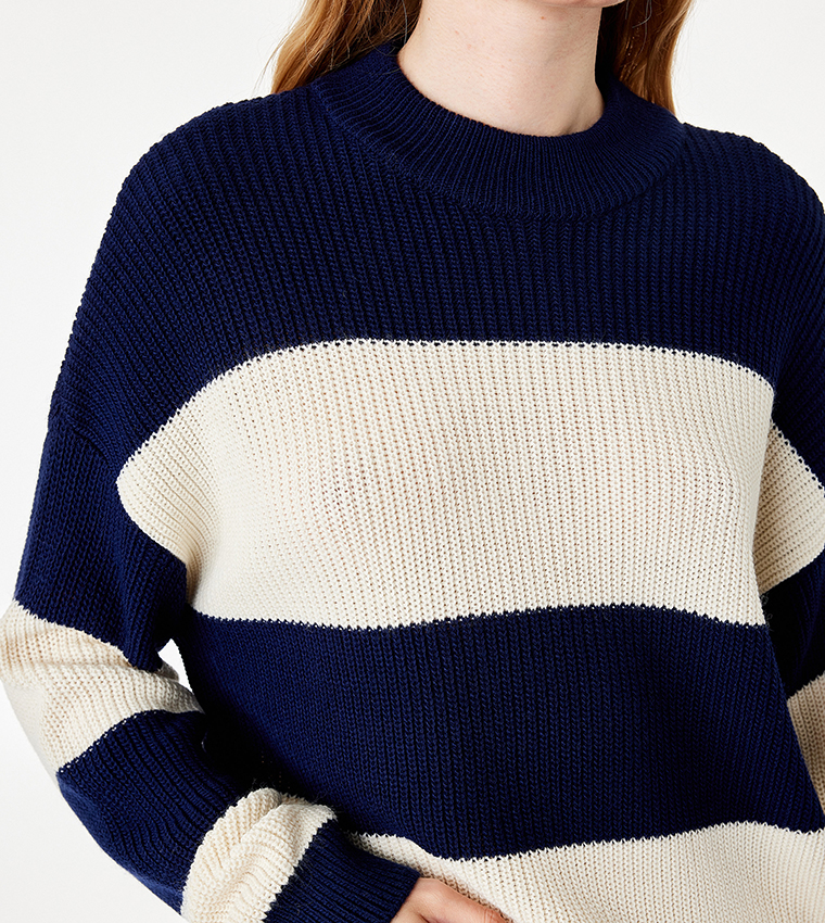 Striped Crew Neck Oversized Sweater