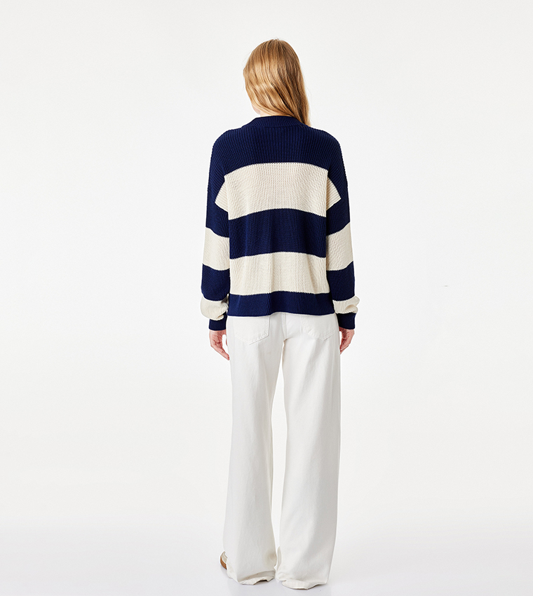 Striped Crew Neck Oversized Sweater