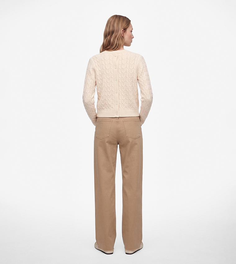 Cable Knit Crew Neck Cardigan