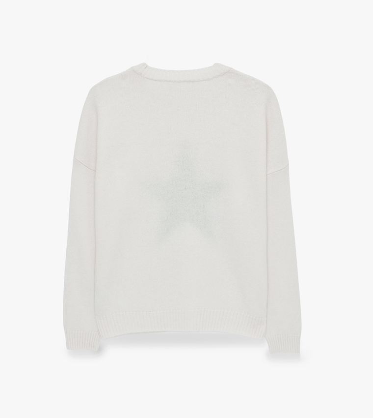 Patterned Crew Neck Oversized Sweater