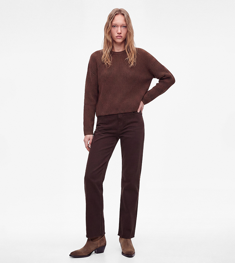 كوتون  سترات بياقة دائرية - بني  Round Neck Sweaters