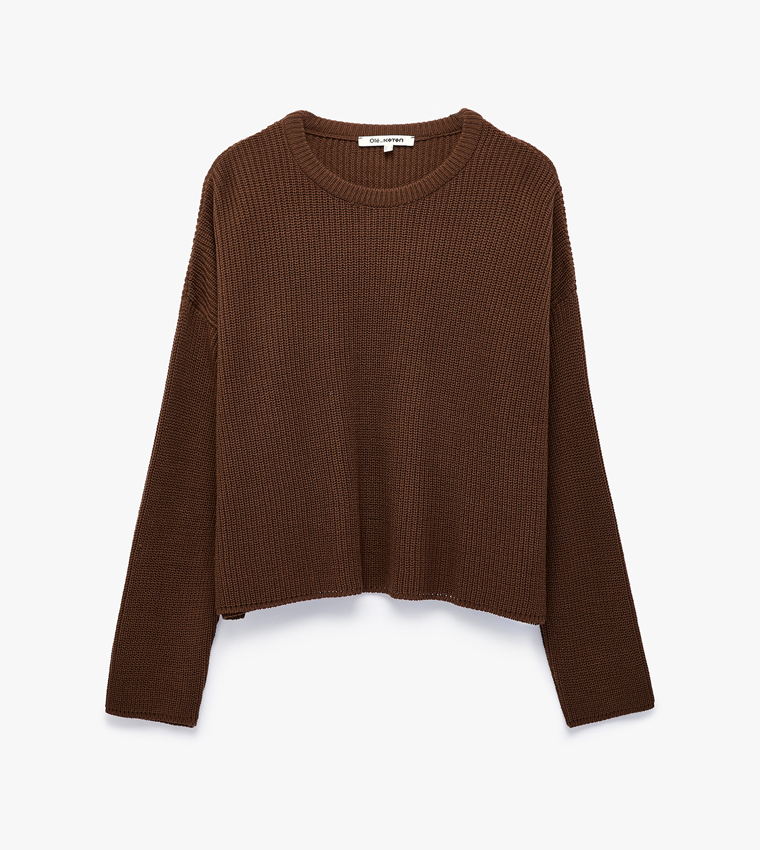 كوتون  سترات بياقة دائرية - بني  Round Neck Sweaters