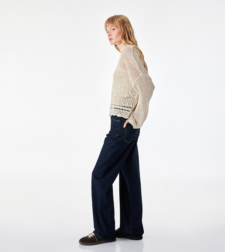 كوتون  سترات بياقة دائرية - بيج Round Neck Sweaters