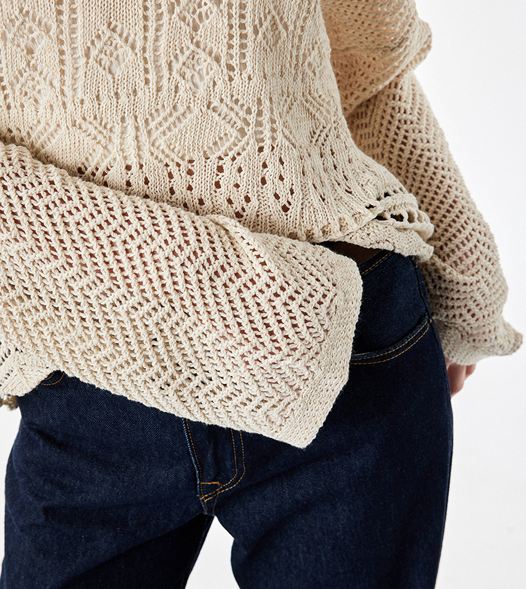 كوتون  سترات بياقة دائرية - بيج Round Neck Sweaters