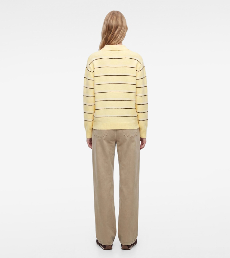 Striped Collared Long Sleeves Sweater
