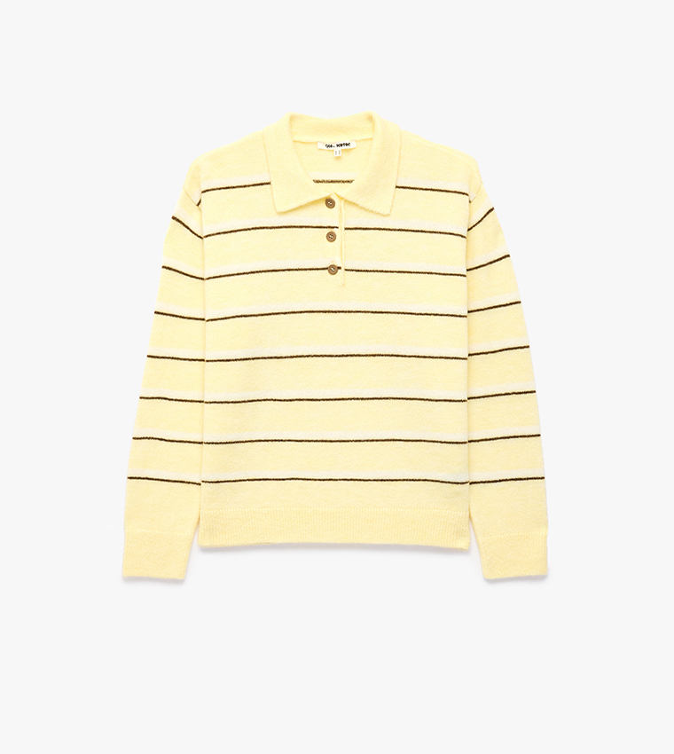 Striped Collared Long Sleeves Sweater