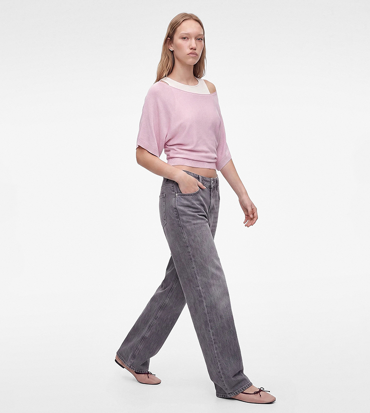Solid Off Shoulder Slim Fit Sweater