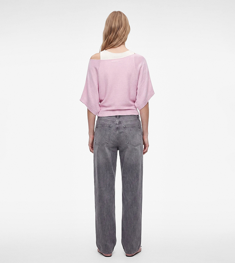 Solid Off Shoulder Slim Fit Sweater