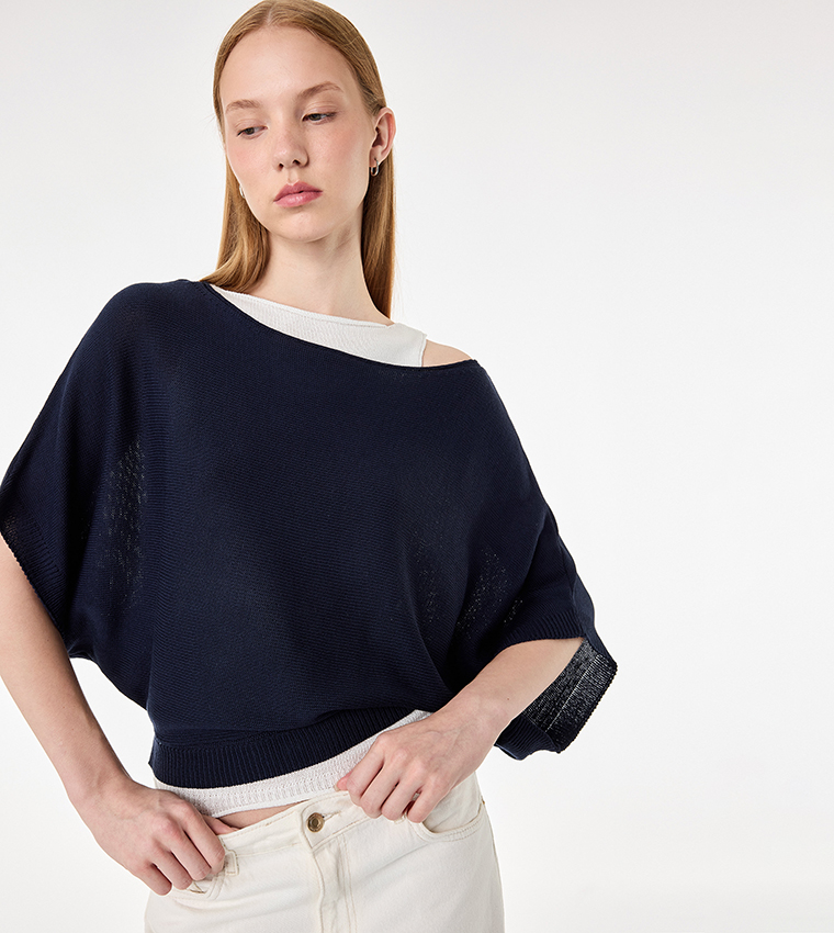 Solid Boat Neck Oversized Sweater