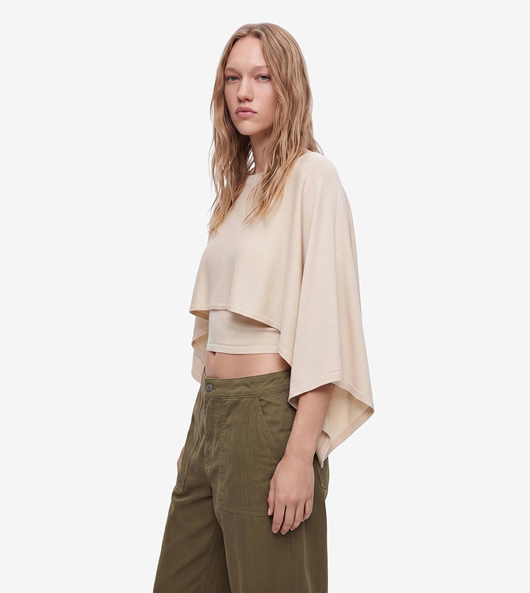 Koton  Round Neck Sweaters - Beige Round Neck Sweaters