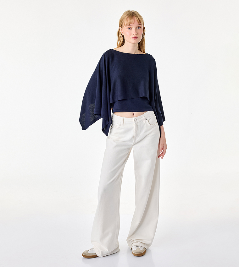 Koton  Round Neck Sweaters - Navy Round Neck Sweaters