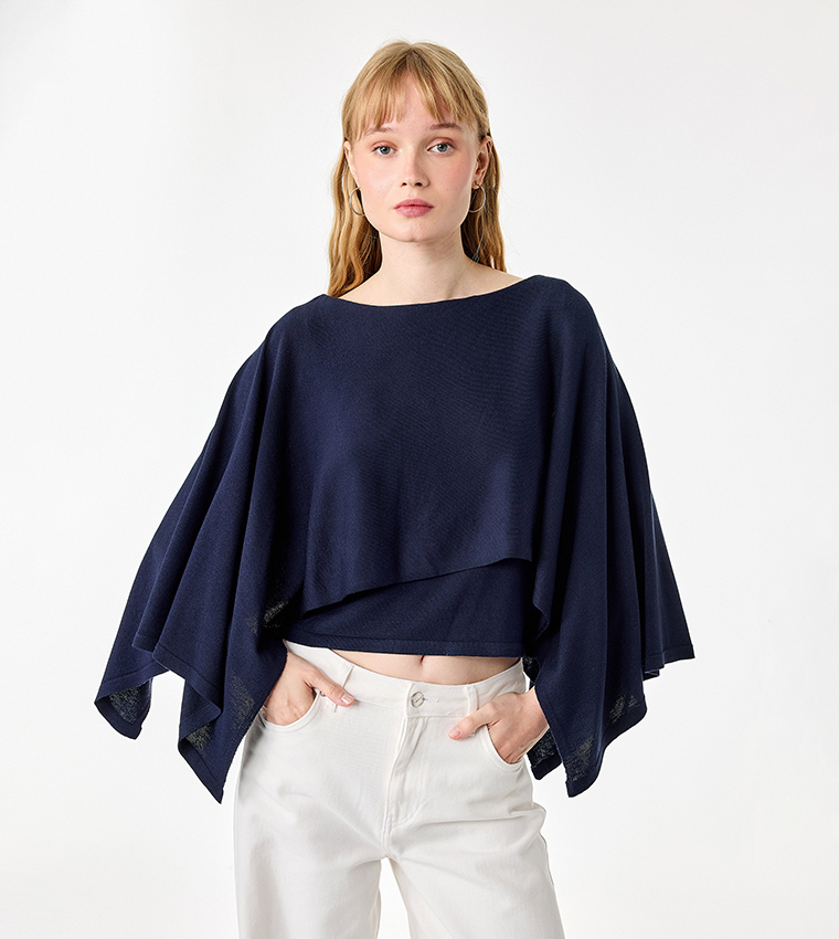 Koton  Round Neck Sweaters - Navy Round Neck Sweaters