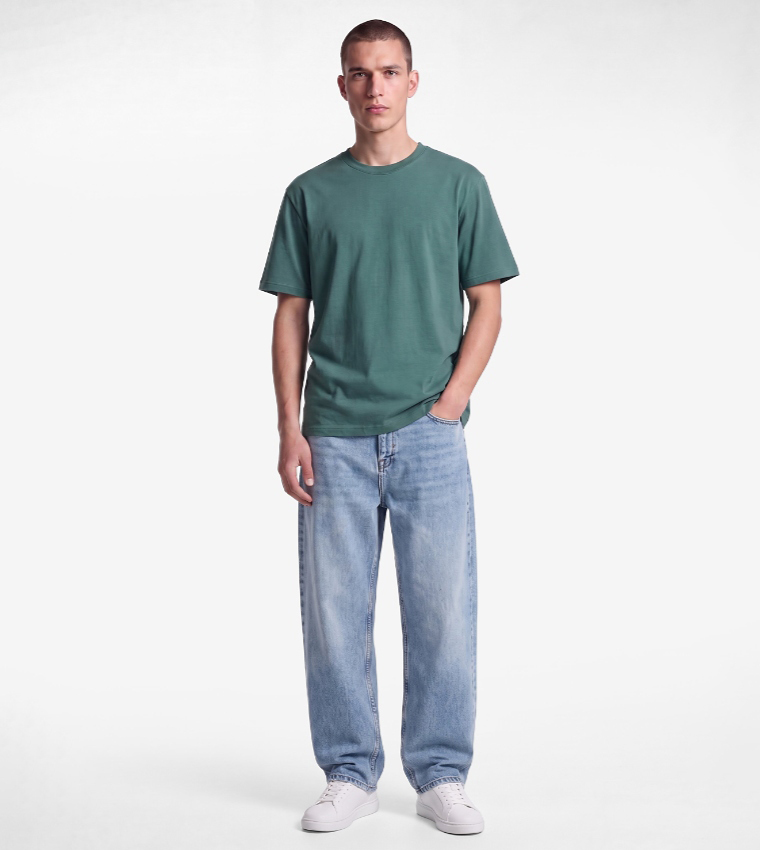 Koton  Round Neck T-Shirts - Green Waistcoats