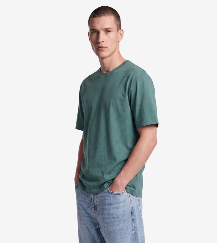 Koton  Round Neck T-Shirts - Green Waistcoats