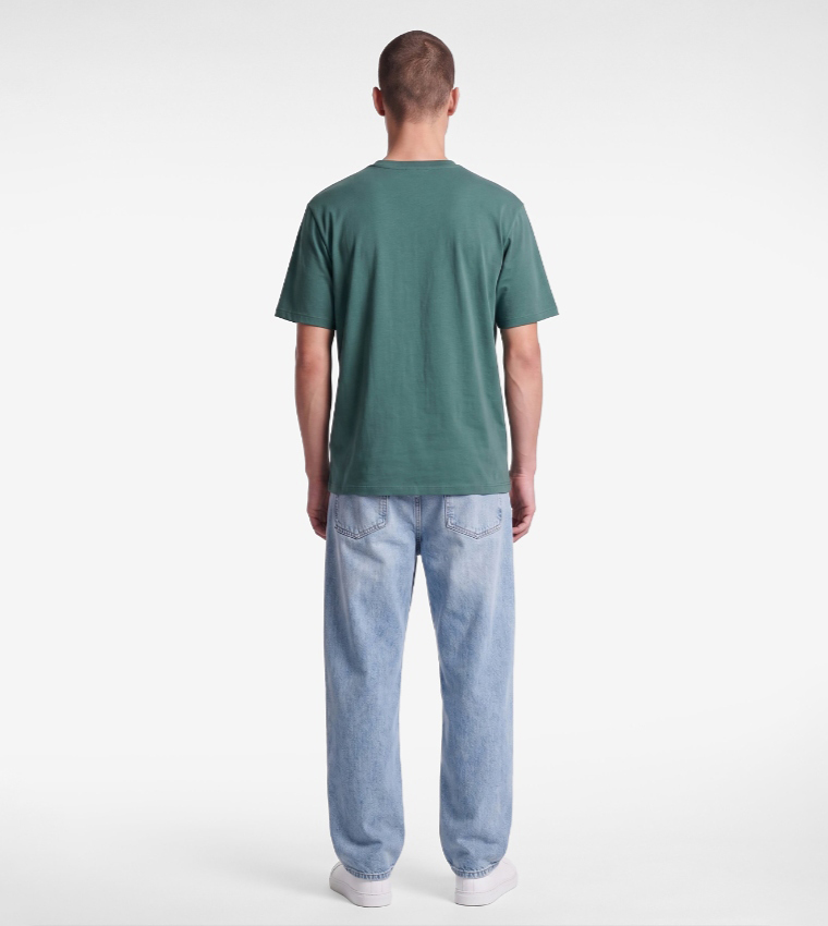 Koton  Round Neck T-Shirts - Green Waistcoats