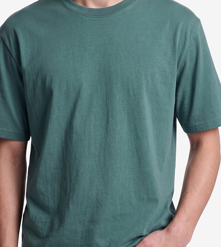 Koton  Round Neck T-Shirts - Green Waistcoats