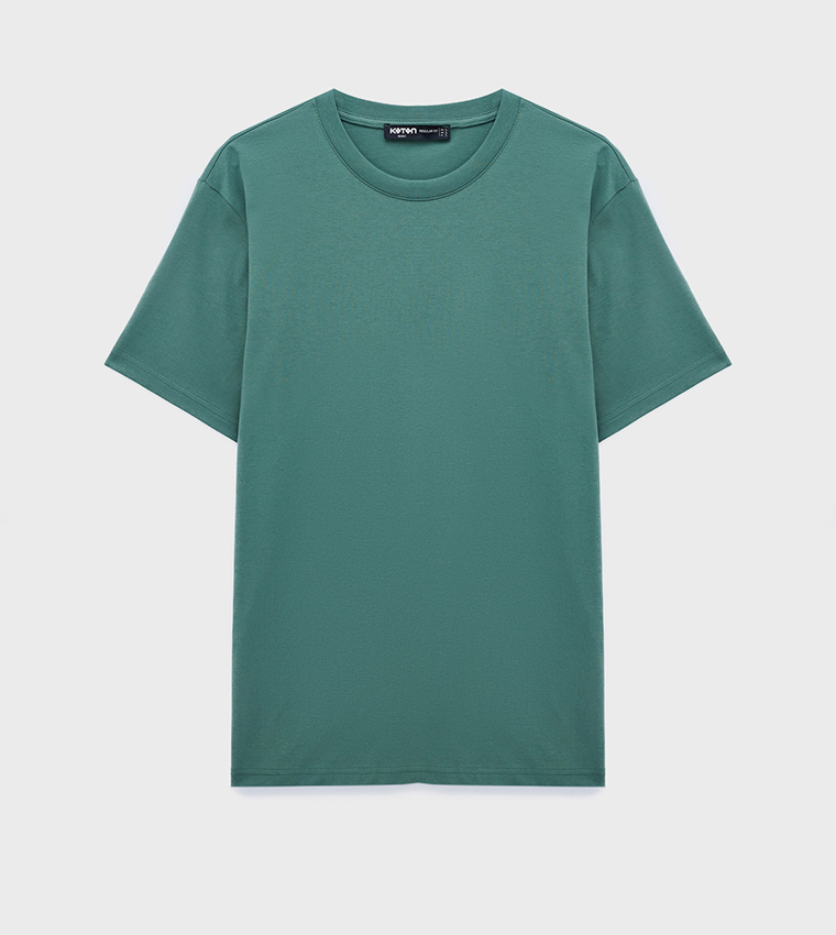 Koton  Round Neck T-Shirts - Green Waistcoats