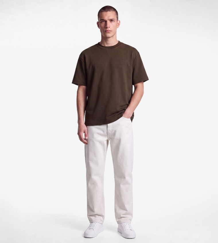 Koton  Round Neck T-Shirts - Olive Sports Bras