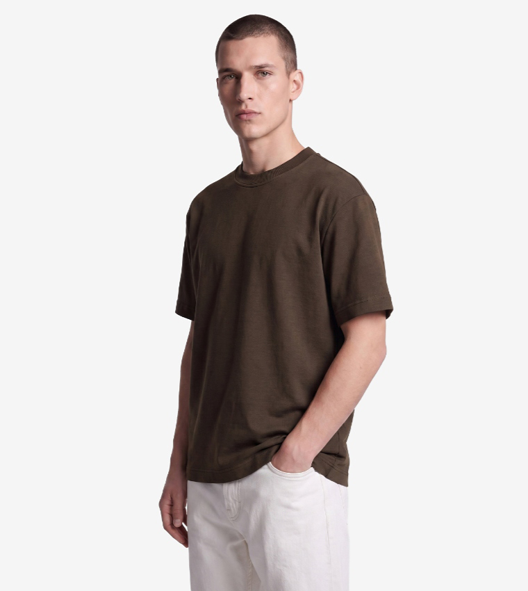 Koton  Round Neck T-Shirts - Olive Sports Bras