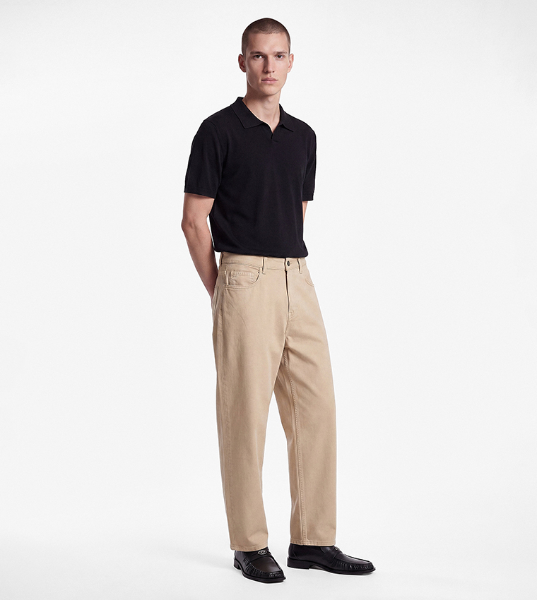 Solid Relaxed Fit Casual Pants