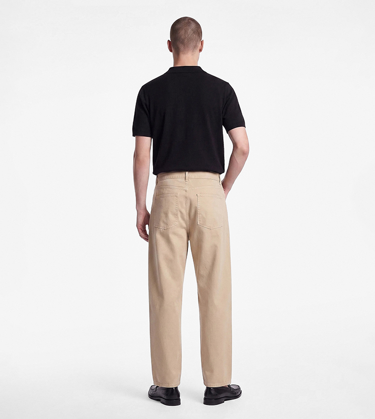 Solid Relaxed Fit Casual Pants