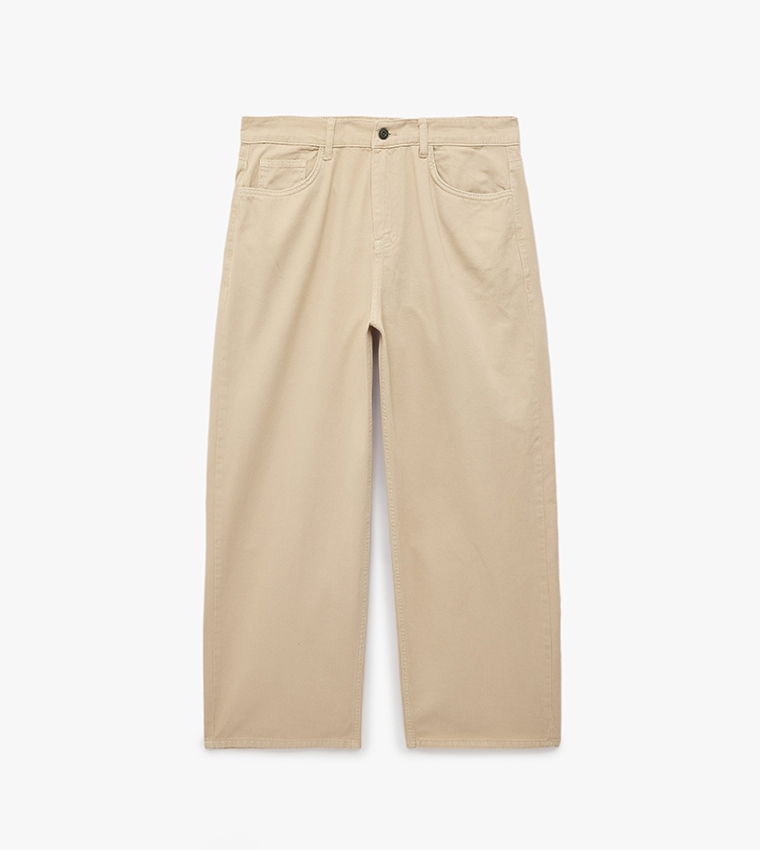 Solid Relaxed Fit Casual Pants