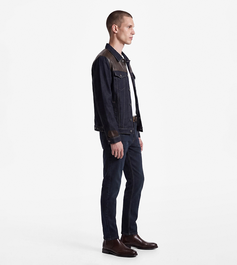 كوتون  جينزات قصة قصيرة  - كحلي Tapered Jeans