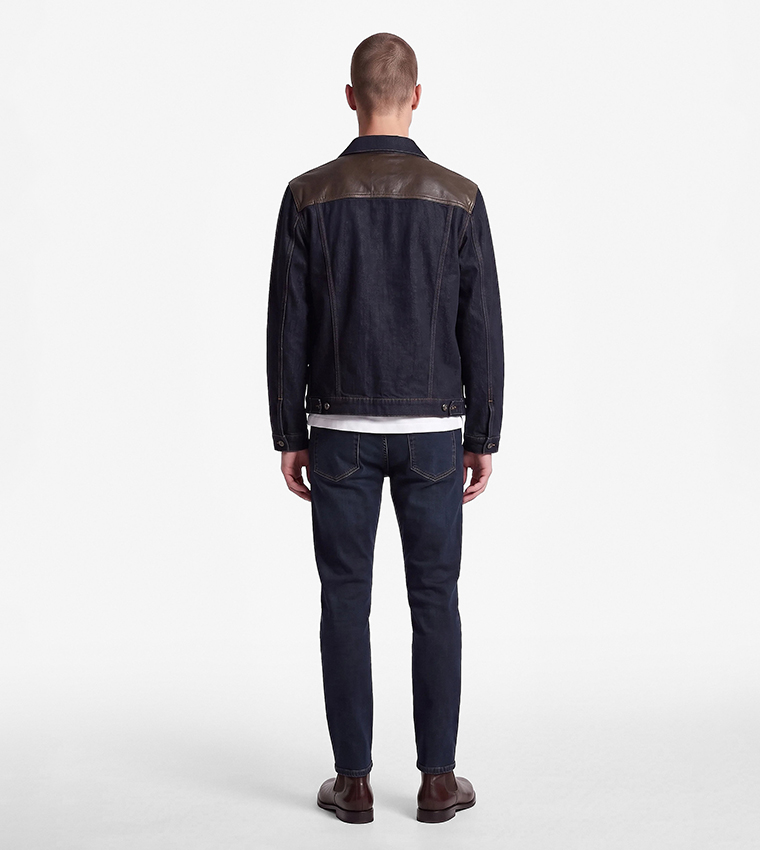 كوتون  جينزات قصة قصيرة  - كحلي Tapered Jeans
