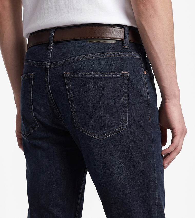 كوتون  جينزات قصة قصيرة  - كحلي Tapered Jeans