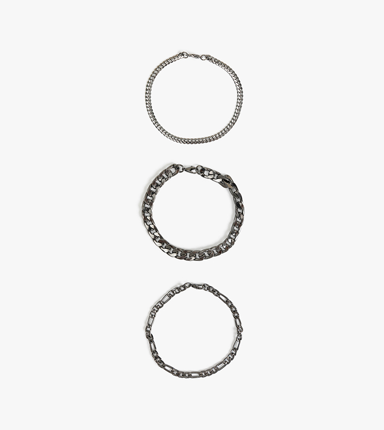 3-Pack Silver-Tone Chain-Link Bracelets