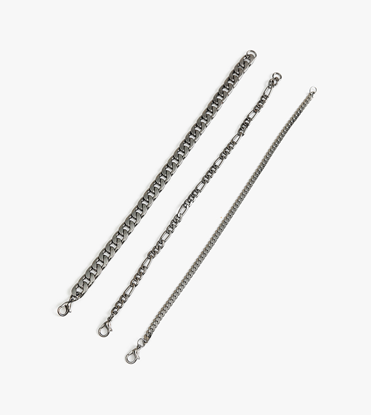 3-Pack Silver-Tone Chain-Link Bracelets