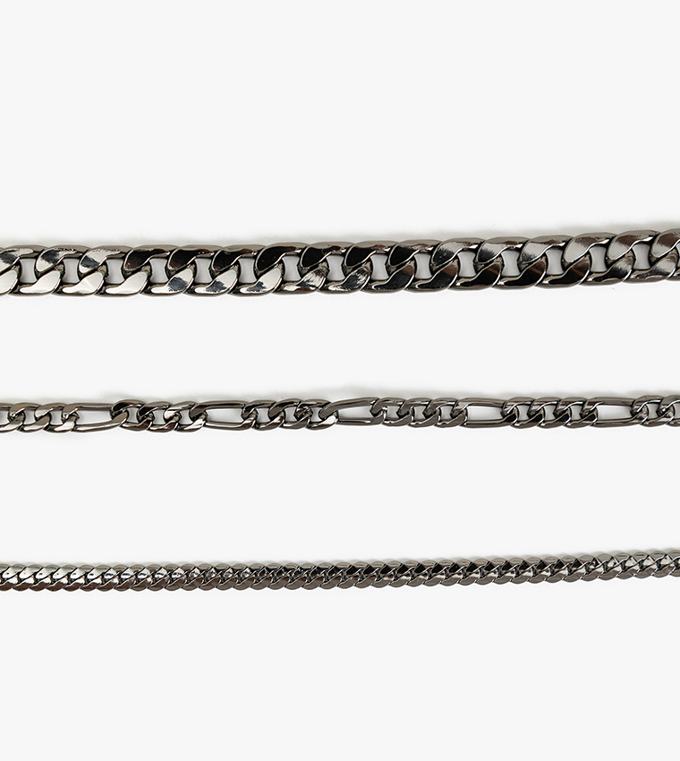 3-Pack Silver-Tone Chain-Link Bracelets